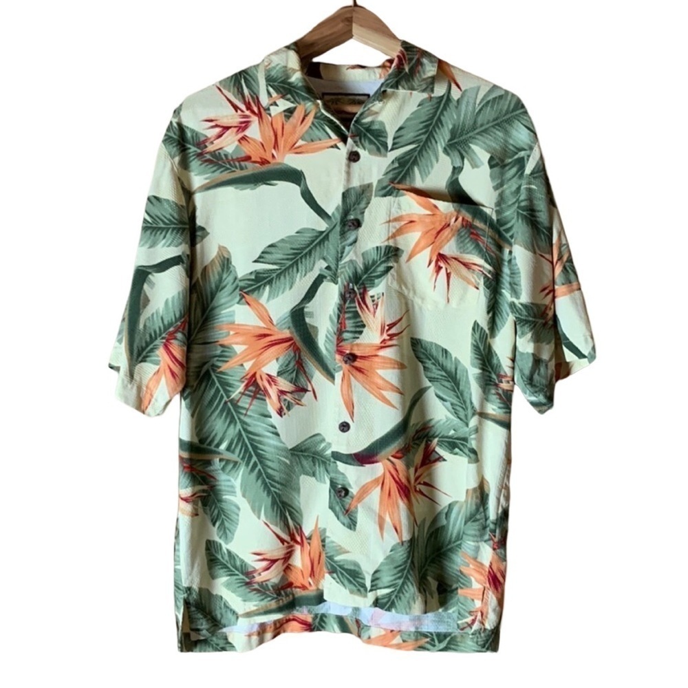 Jamaica Jaxx silk Hawaiian / camp shirt with tropical print Size Small
